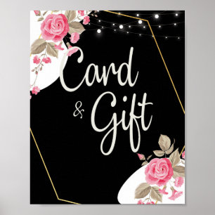 Moderne Eleganz Rosa Florale Schnur li Karten & Ge Poster