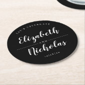 Moderne Eleganz Schwarz-Weiß-Hochzeit Runder Pappuntersetzer (Angewinkelt)