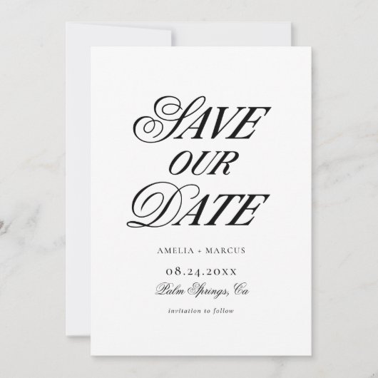 Moderne Eleganz und Fett Rettete unser Datum Einladung (Vorderseite)