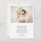 Moderne Eleganz Vielen Dank Foto Simple Birth Ankündigung (Rückseite)