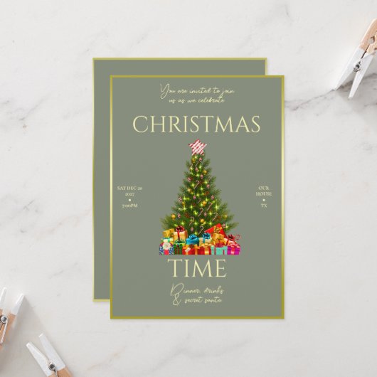 Moderne Eleganz Weihnachtsfeier Einladung (Vorderseite/Rückseite Beispiel)
