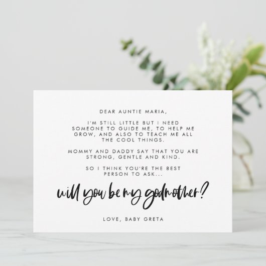 Moderne Eleganz Werden Sie meine Godmaturenkarte Einladung (Stehend Vorderseite)