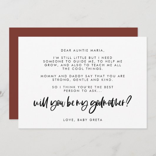 Moderne Eleganz Werden Sie meine Godmaturenkarte Einladung (Vorne/Hinten)