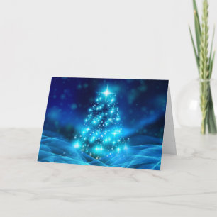 Moderne elektrische blaue Weihnachtsbaum-Feiertage Karte