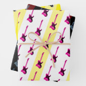 Moderne elektrische Gitarre schwarz Gelb Rosa Blau Geschenkpapier Set (Beispiel)