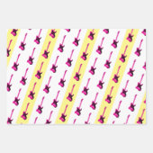 Moderne elektrische Gitarre schwarz Gelb Rosa Blau Geschenkpapier Set (Vorderseite)