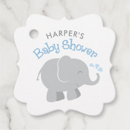 Moderne Elephant Baby Boy Dusche Blau und Grau Geschenkanhänger