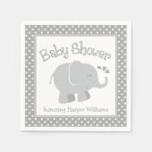 Moderne Elephant Baby Dusche Grau und Weiß Serviette (Vorderseite)