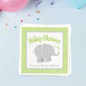 Moderne Elephant Baby Dusche grün und grau Serviette