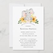 Moderne Elephant Floral Gender Neutral Baby Dusche Einladung (Vorderseite)