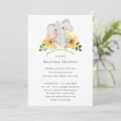 Moderne Elephant Floral Gender Neutral Baby Dusche Einladung (Stehend Vorderseite)