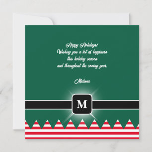 Moderne Elf-Tannenbaum-Grün-Weihnachtsmonogramm Feiertagskarte
