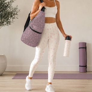 Moderne Elfenbein-Aquarell-Rosa-Buchstaben-Muster Leggings