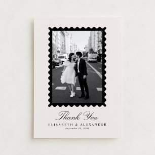 Moderne Elfenbein-Dankeskarten im Briefmarkenstil  Einladung