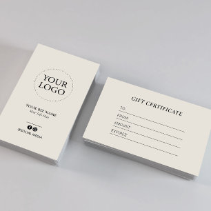 Moderne Elfenbein-Geschäftslogo-Geschenkkarte Visitenkarte