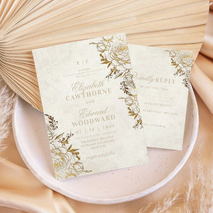Moderne Elfenbein & Gold ⎮Rose Elegante Hochzeit Einladung