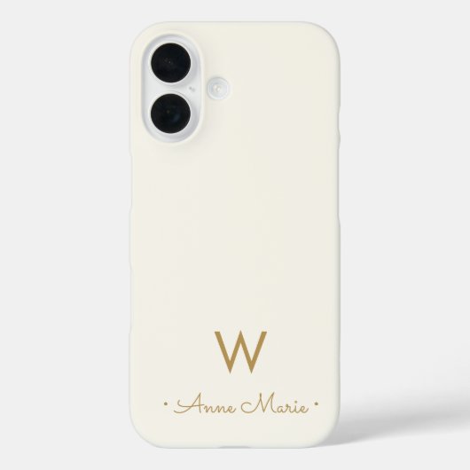 Moderne Elfenbein-Gold-Schrift-Monogramm Case-Mate iPhone Hülle (Rückseite)