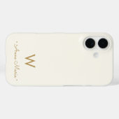 Moderne Elfenbein-Gold-Schrift-Monogramm Case-Mate iPhone Hülle (Rückseite (Horizontal))
