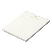 Moderne Elfenbein-Gold-Schrift-Monogramm Notizblock (Rotiert)