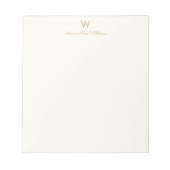 Moderne Elfenbein-Gold-Schrift-Monogramm Notizblock (Vorderseite)