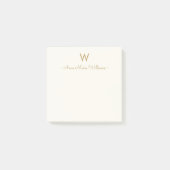 Moderne Elfenbein-Gold-Schrift-Monogramm Post-it Klebezettel (Vorderseite)