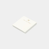 Moderne Elfenbein-Gold-Schrift-Monogramm Post-it Klebezettel (angewinkelt)
