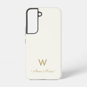 Moderne Elfenbein-Gold-Schrift-Monogramm Samsung Galaxy Hülle
