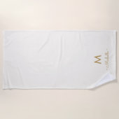 Moderne Elfenbein-Gold-Schrift-Monogramm Strandtuch (Vorderseite)