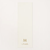 Moderne Elfenbein-Gold-Schrift-Monogramm Yogamatte (Vorderseite)