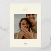 Moderne Elfenbein Goldenes Blättchen-Rahmen-Monogr Folieneinladung (Rückseite)