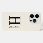 Moderne Elfenbein-Schwarze Monogramm-Name Case-Mate iPhone Hülle (Rückseite (Horizontal))