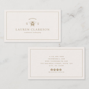 Moderne Elfenbein- und Gold-Biene-Logo-Imker Visitenkarte