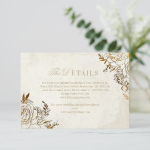 Moderne Elfenbein- und Goldhochzeit ⎮Rose Elegante Begleitkarte