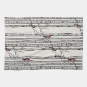 Moderne Elfenbeinbäume und Rote Kardinal Geschirrtuch (Horizontal)