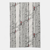 Moderne Elfenbeinbäume und Rote Kardinal Geschirrtuch (Vertikal)