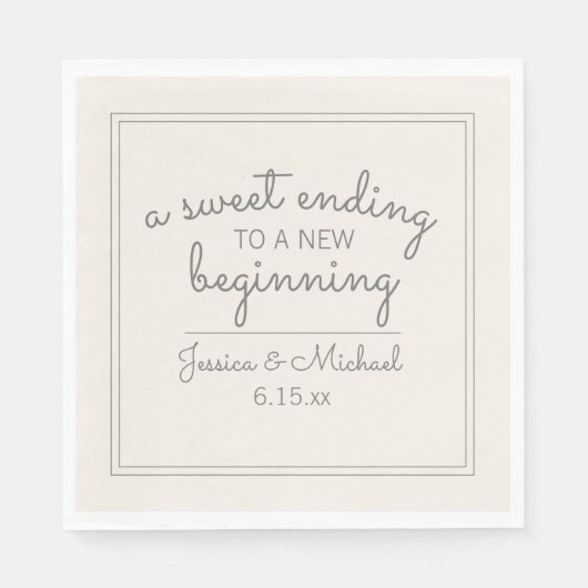Moderne Elfenbeincreme Hochzeit Süß Unterwegs Serviette (Vorderseite)