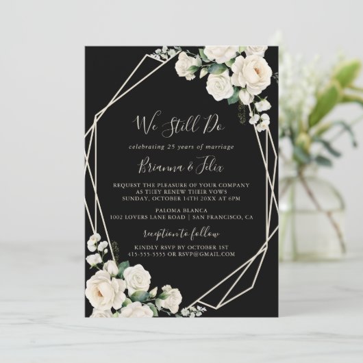 Moderne Elfenbeinflora wir machen noch immer eine Einladung (Stehend Vorderseite)