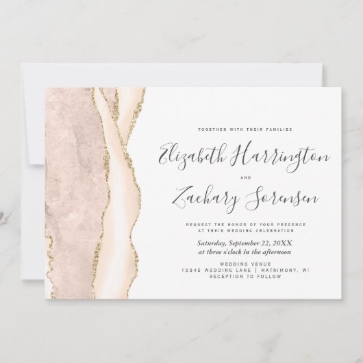 Moderne Elfenbeingoldene Hochzeit Einladung (Vorderseite)