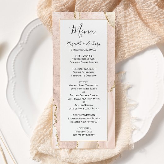 Moderne Elfenbeingoldene Hochzeit Menükarte