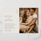 Moderne Elfenbeinküste Rose Gold 2 Foto Hochzeitsf Folieneinladung (Vorderseite)