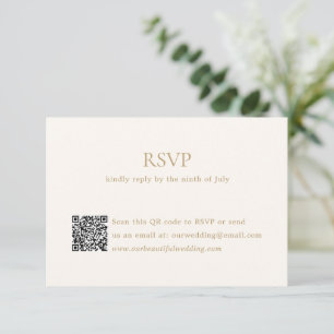 Moderne Elfenbeinküste und Gold QR Code Elegante H RSVP Karte