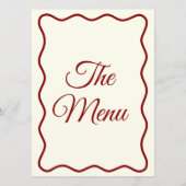 Moderne Elfenbeinrot - Funky Retro Dinner Hochzeit Menükarte (Rückseite)
