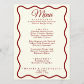 Moderne Elfenbeinrot - Funky Retro Dinner Hochzeit Menükarte (Vorderseite)