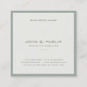 Moderne Elite einfache Designvorlage Elegant Grün Quadratische Visitenkarte (Rückseite)