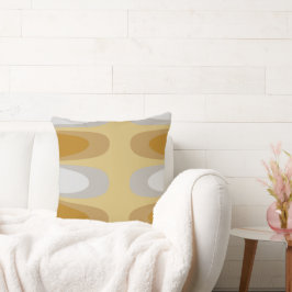 Moderne Ellipse Gold und Grayish Silver Abstrakt Kissen