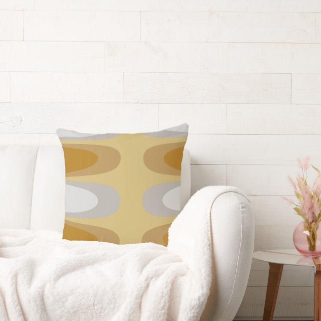 Moderne Ellipse Gold und Grayish Silver Abstrakt Kissen (Liege)