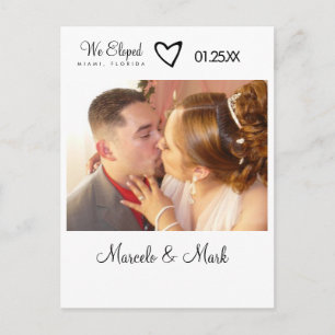 Moderne Eloped Foto Black Heart Postcard Postkarte