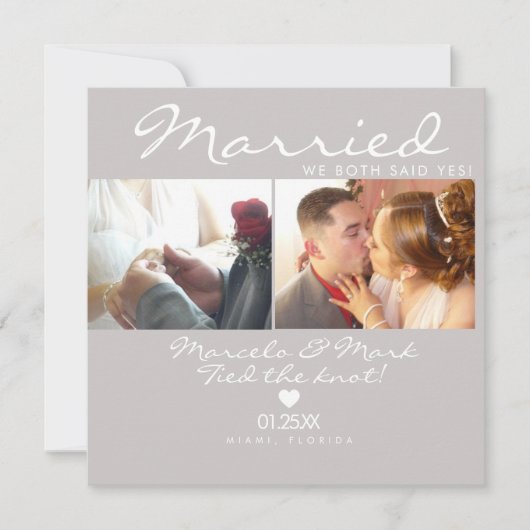 Moderne Eloped Simple Heart Couples Celebration Karte (Vorderseite)