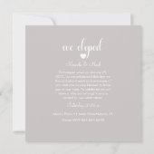 Moderne Eloped Simple Heart Foto Celebration Card Karte (Rückseite)