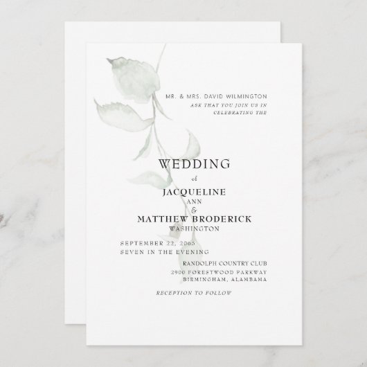 Moderne Eltern von Foliage Bride, die sich einlade Einladung (Vorne/Hinten)